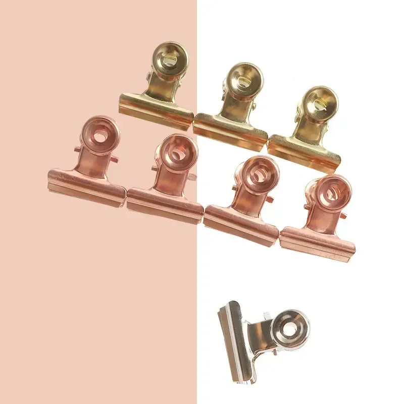 10PCS/Set 22mm Round Metal Grip Clips Ticket Paper Stationery Bulldog Spring Clip for Tags Bags Office Document Binder Clip