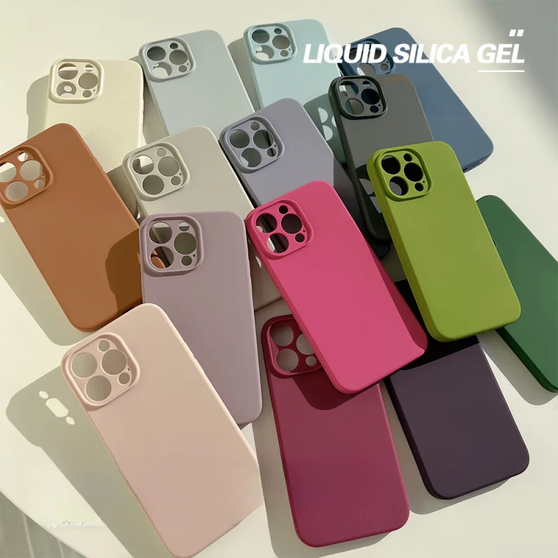 

Liquid Silicone Phone Cases for iPhone 17 16 15 Pro Max Plus Air Case Wrapping in Fluff Shockproof Full Cover