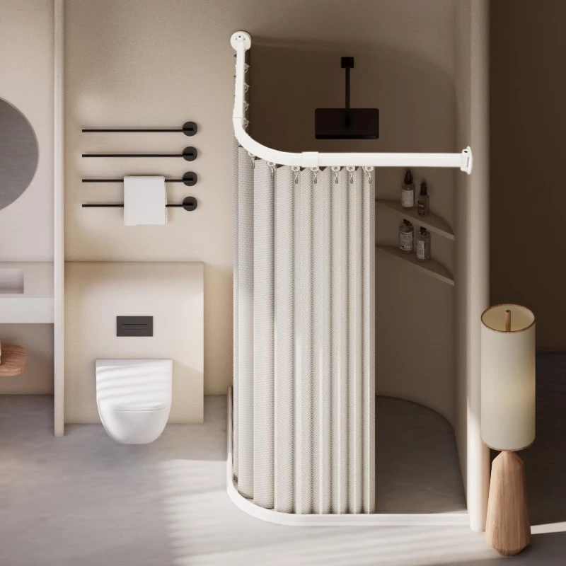 

Новый складной карниз для душевой занавески, легко раздвижной, с невидимым хранением, водонепроницаемая занавеска для ванной комнаты