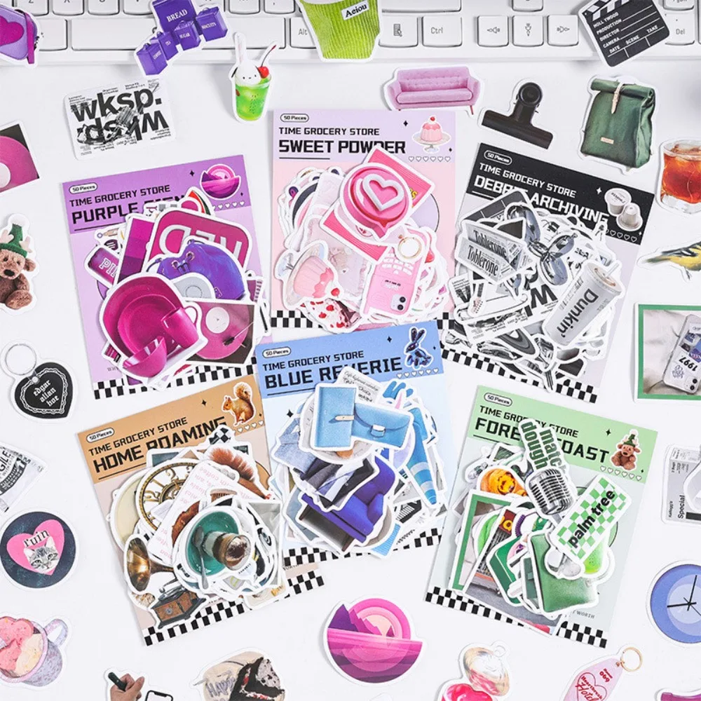 55PCS Ins Styles Mode Farbe Serie Graffiti Aufkleber für Fahrrad Hand Konto Bleistift Fall Aufkleber Anime Worlds Store