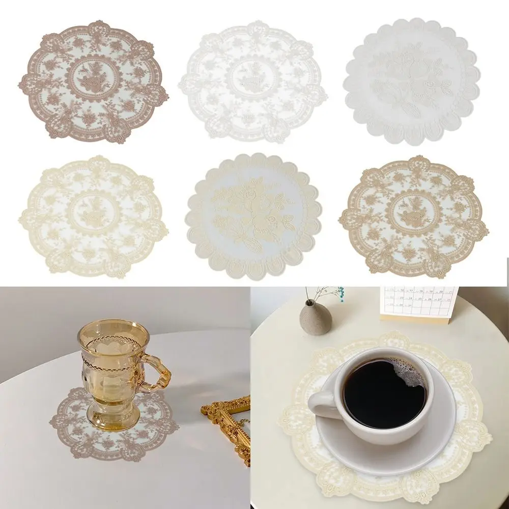 Napkin Lace Embroidered Coaster Kitchen Accessories Party Wedding Home Decorations Insulation Dining Mat Anti-scald Photo Prop