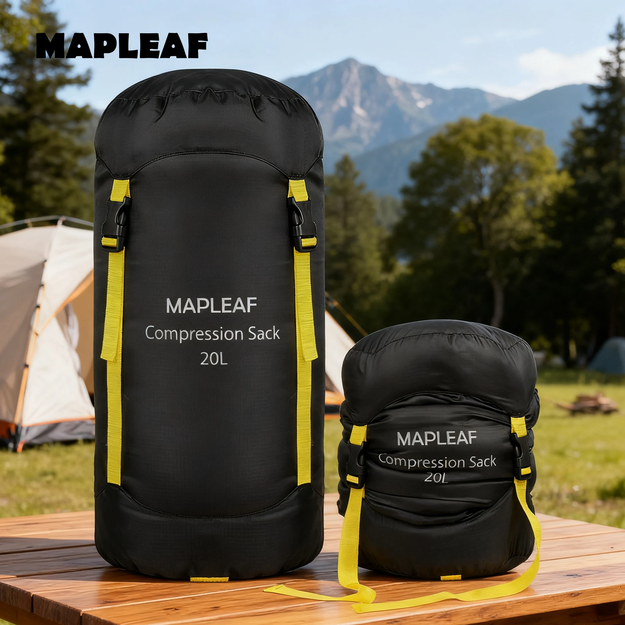 MAPLEAF Sleeping Bag Compression Sack Stuff Sack Compression Bag Storage Bag Gear Bag Waterproof 4 Straps Camping Hiking 10L 15L