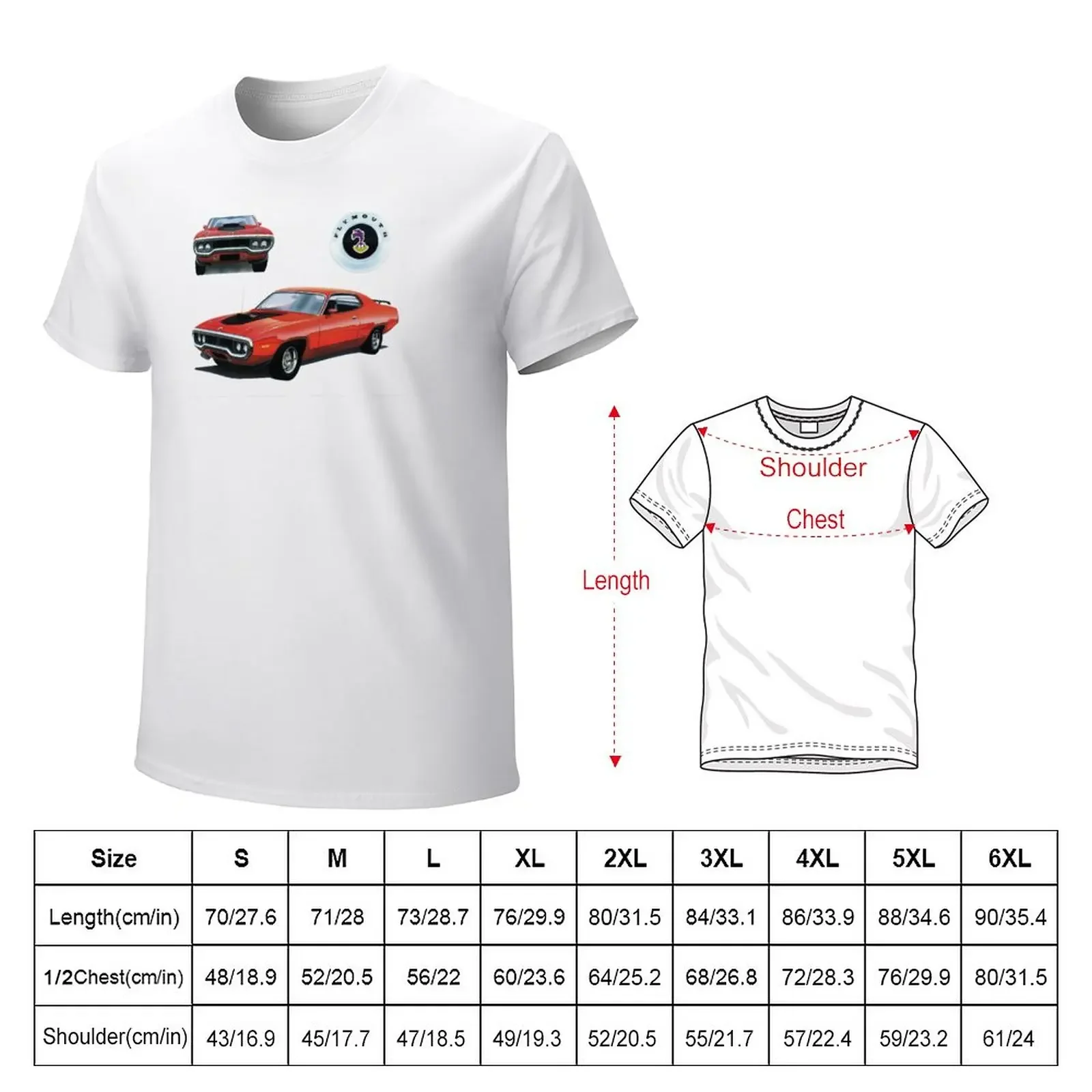 1972 Plymouth Roadrunner T-Shirt korean fashion summer tops mens clothing tees new edition mens clothing