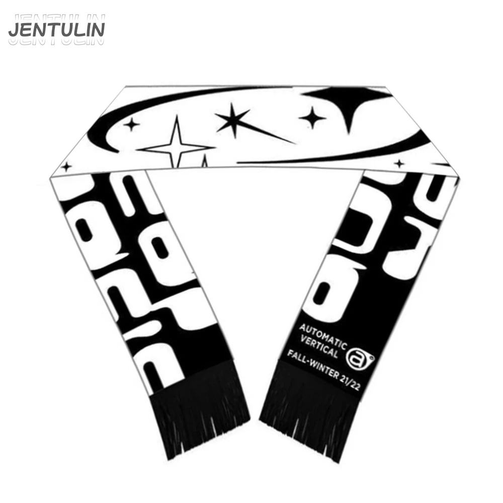 

Men Scarf Winter Y2k Streetwear Black Knit Space Odyssey Goth Shawl Scarves Korean Harajuku Hip Hop Punk Warm Unisex Accessories