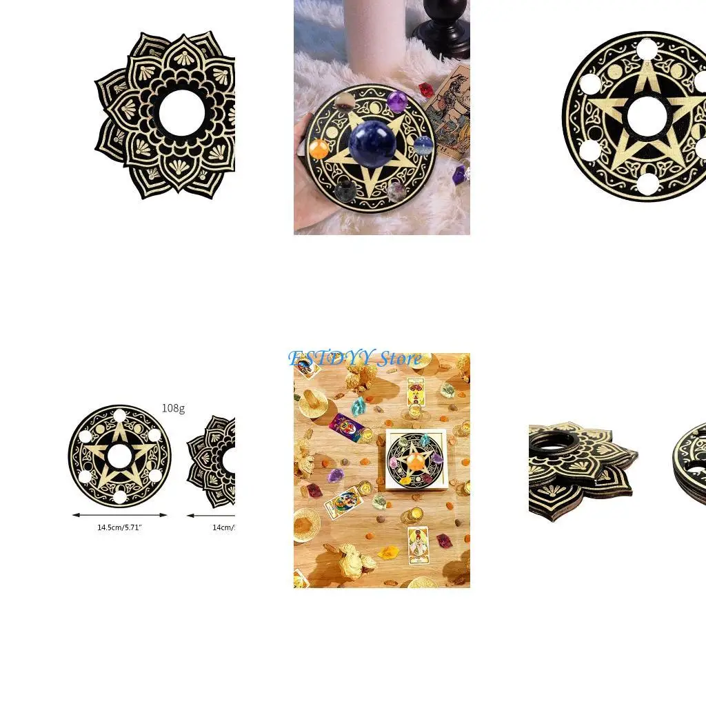 

G6DE Star/Lotus Crystal Ball Base Heart Wooden Crystal Display Stand for Home Decorations