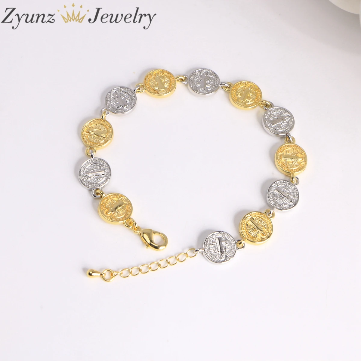 5 قطع، أساور مريم العذراء باللون الذهبي والفضي للنساء، إكسسوارات مجوهرات مسيحية مطلية بالذهب، سوار ربط سلسلة مصنوع يدويًا #6