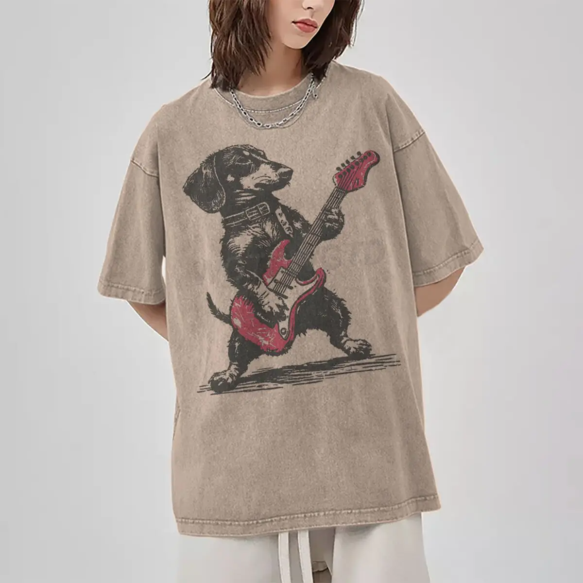 

Retro Graphic Dog T Shirt Men Vintage Washed Cotton Tee Funny Animal Dog Print Top Casual Cotton Streetwear Short Sleeve Summer