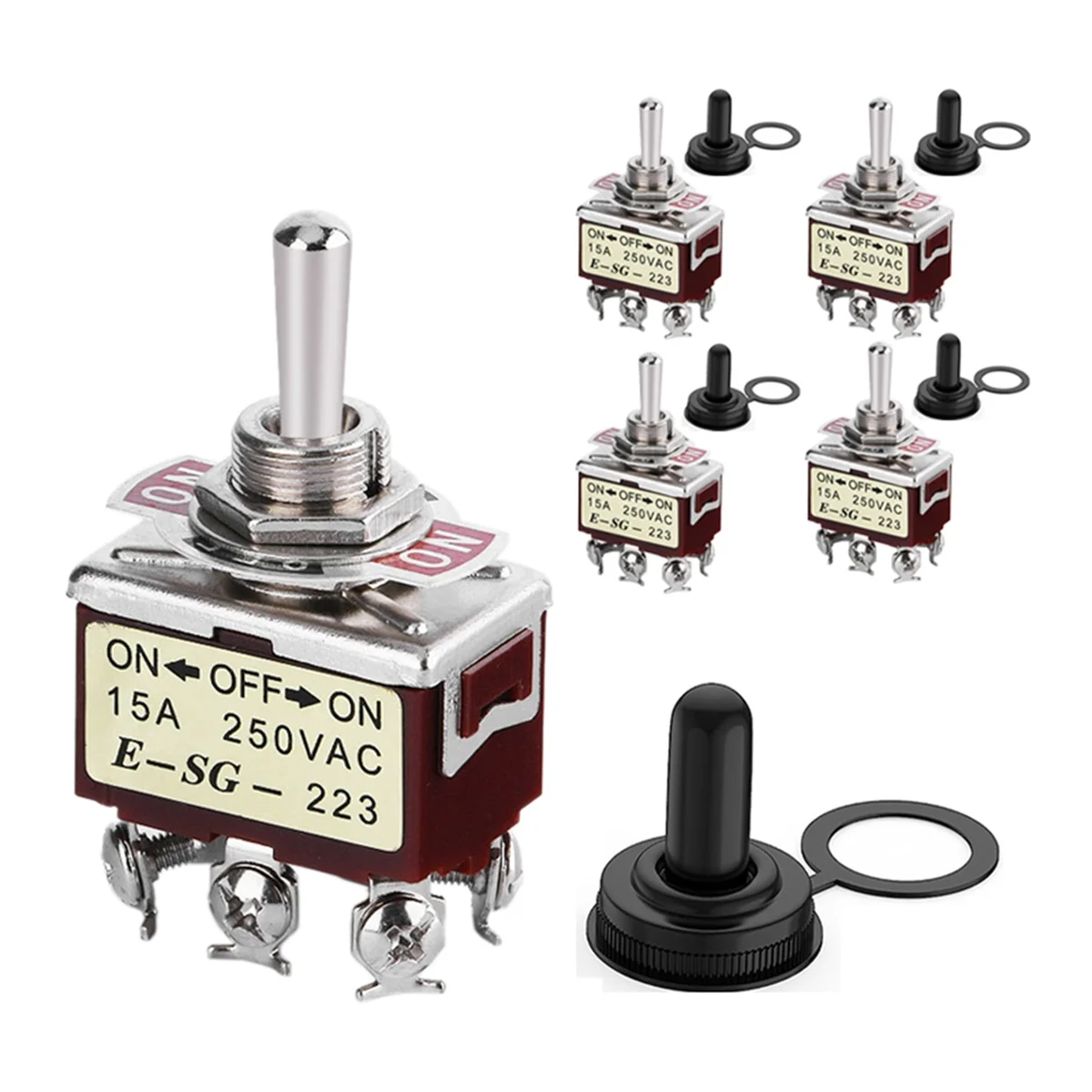 

CYL-5PCS Momentary Toggle Switch 12V DC 3 Position 30A DPDT (ON)-Off-(ON) 6 Pin Car Toggle Switch with Cover for Car Boat