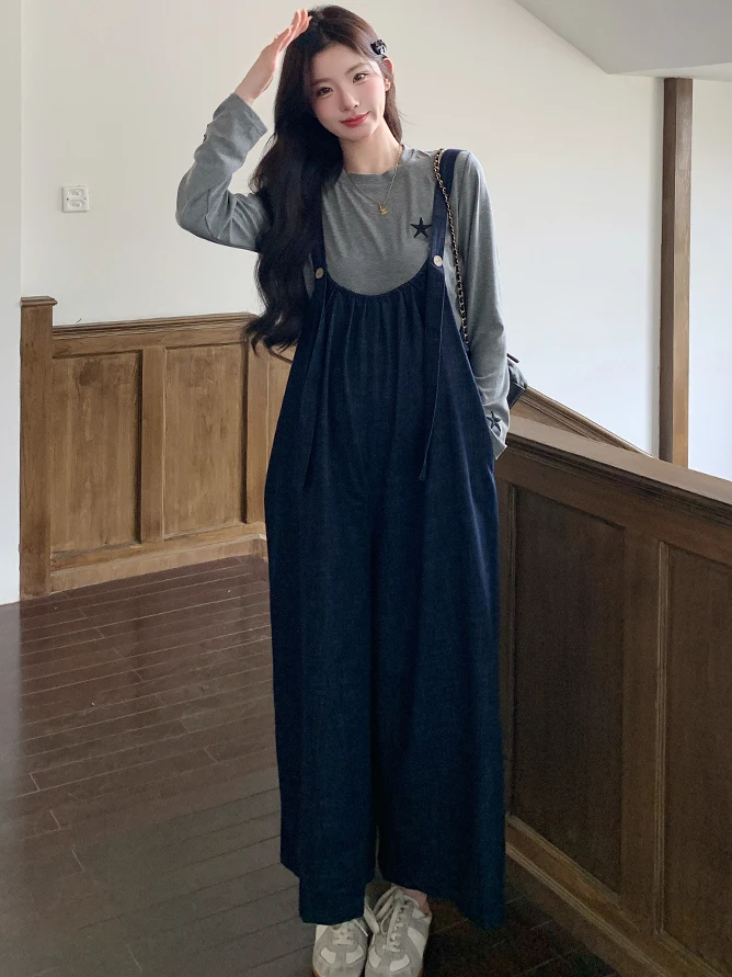 maternity-autumn-set-2026-new-mommy-fashion-high-end-korean-style-denim-overalls-spring-autumn-two-piece-set-comfortable-cott