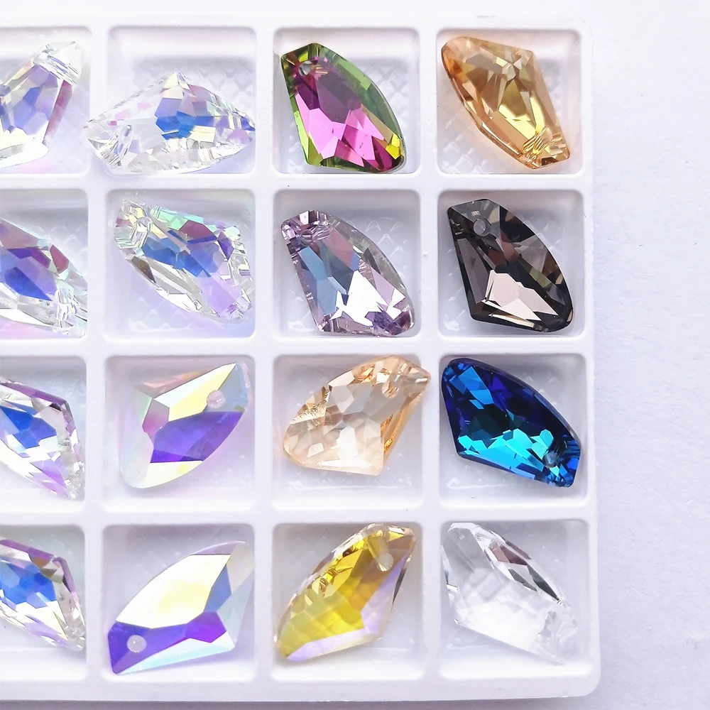 12x19MM Galactic Single Hole Glass Rhinestone Pendant Axe Shape High Quality Crystal AB Gemstone for DIY Necklace Accessories