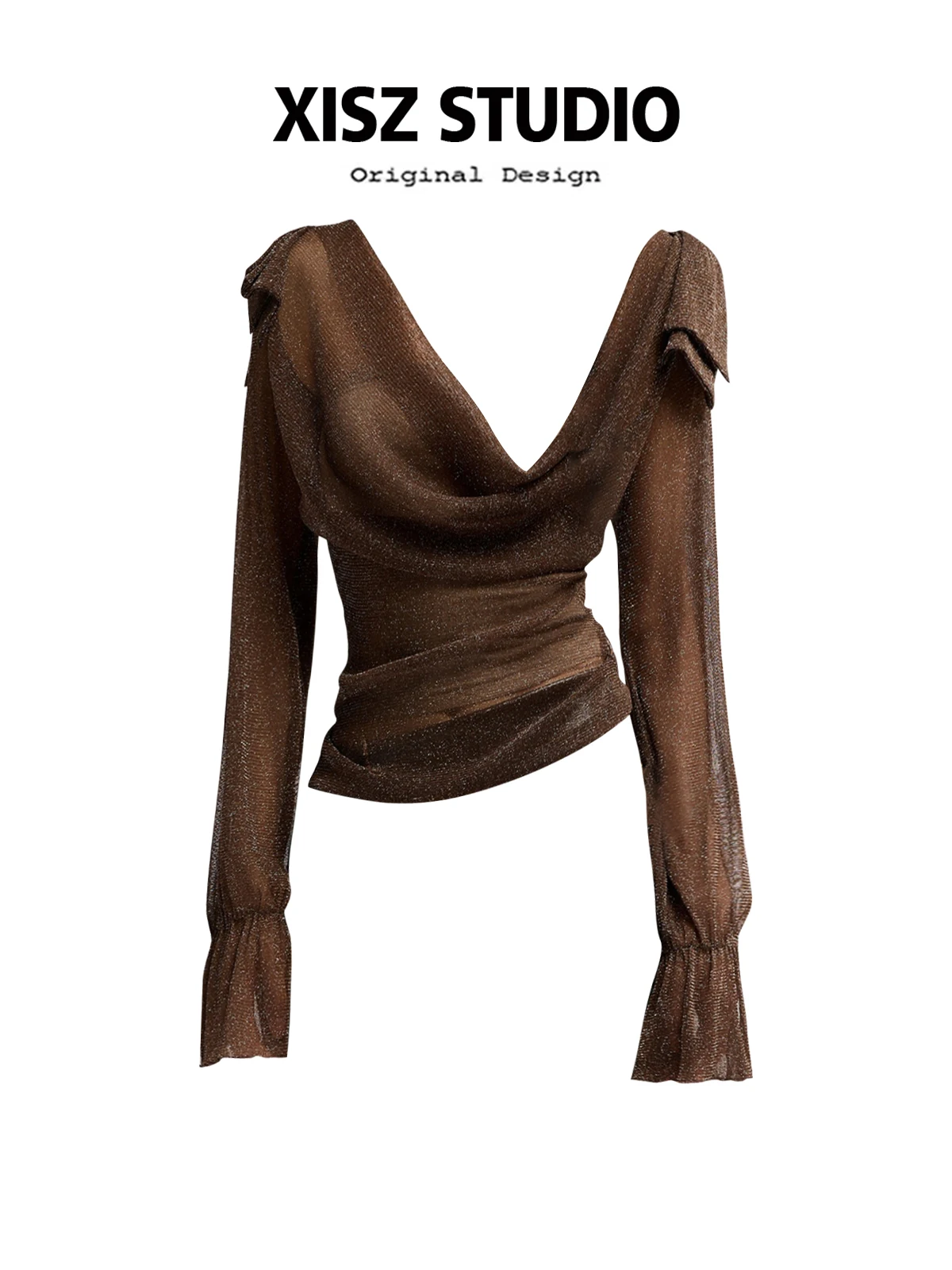 

Женская коричневая футболка в Корейском стиле Y2k Рваная футболка 90-х годов Модная винтажная футболка с длинным рукавом Эмо 2000-х Эстетические футболки Осень 2025 г.