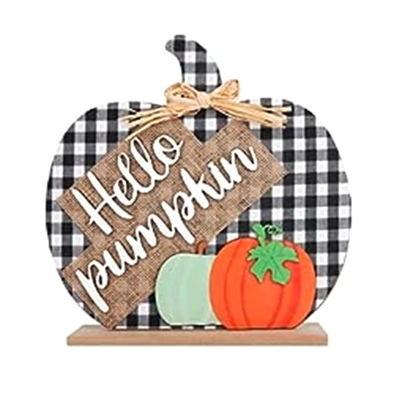 

1 PCS Fall Decor Fireplace And Desk Decor Farmhouse Fall Decorations Wooden Pumpkin Sign For Table For Home