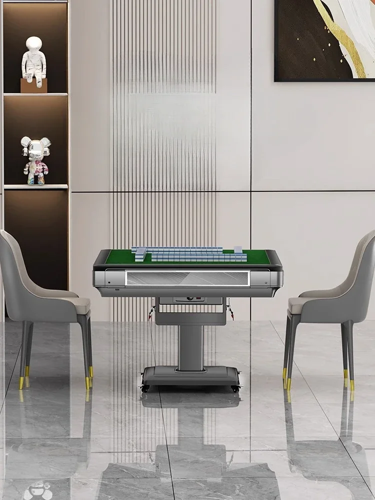 

Modern Tempered Glass Dining Table Storage Drawer Automatic Shuffling Mahjong Table Relax Mesas De Comedor Home Furniture LVMC