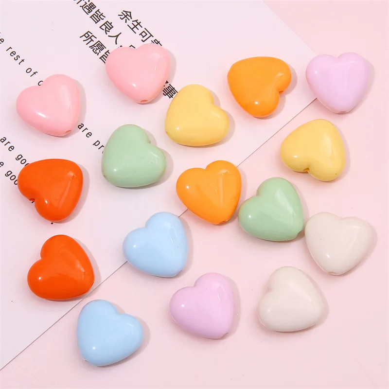 20Pcs 17x19mm Love Heart Shape Acrylic Beads Smooth Beads Handmade Necklace Bracelet For Jewelry Making Supplies DIY Accessories