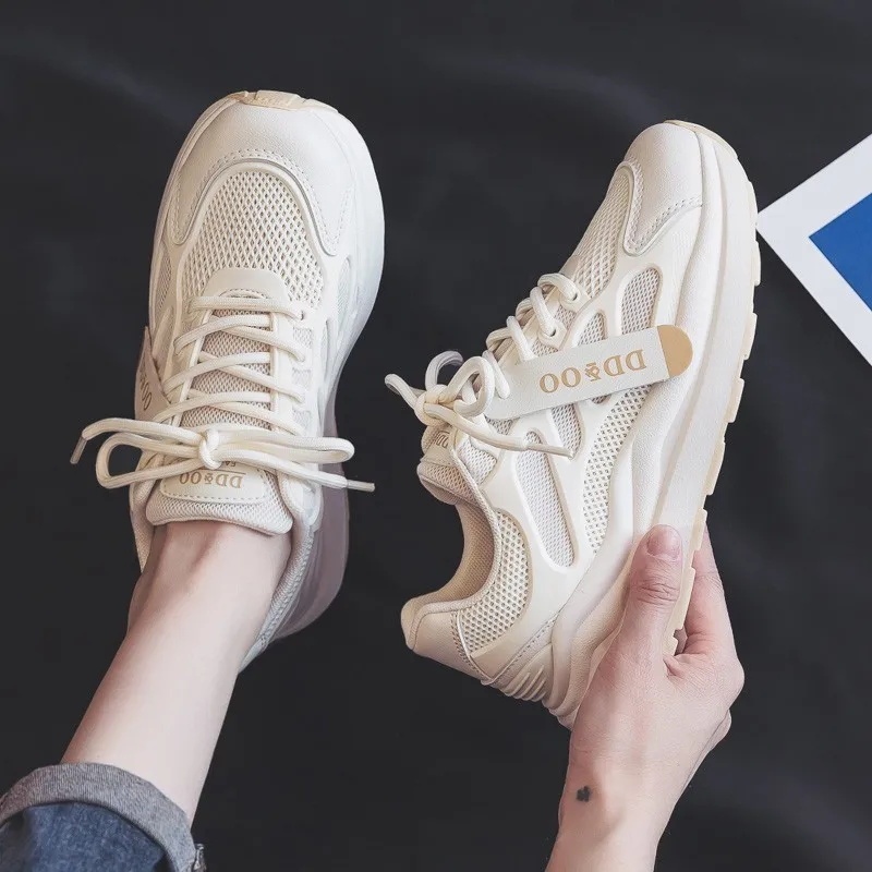 

Лето 2023, женские повседневные кроссовки на платформе, дышащая обувь на толстой подошве со шнуровкой, женские теннисные кроссовки, прогулочная обувь для бега