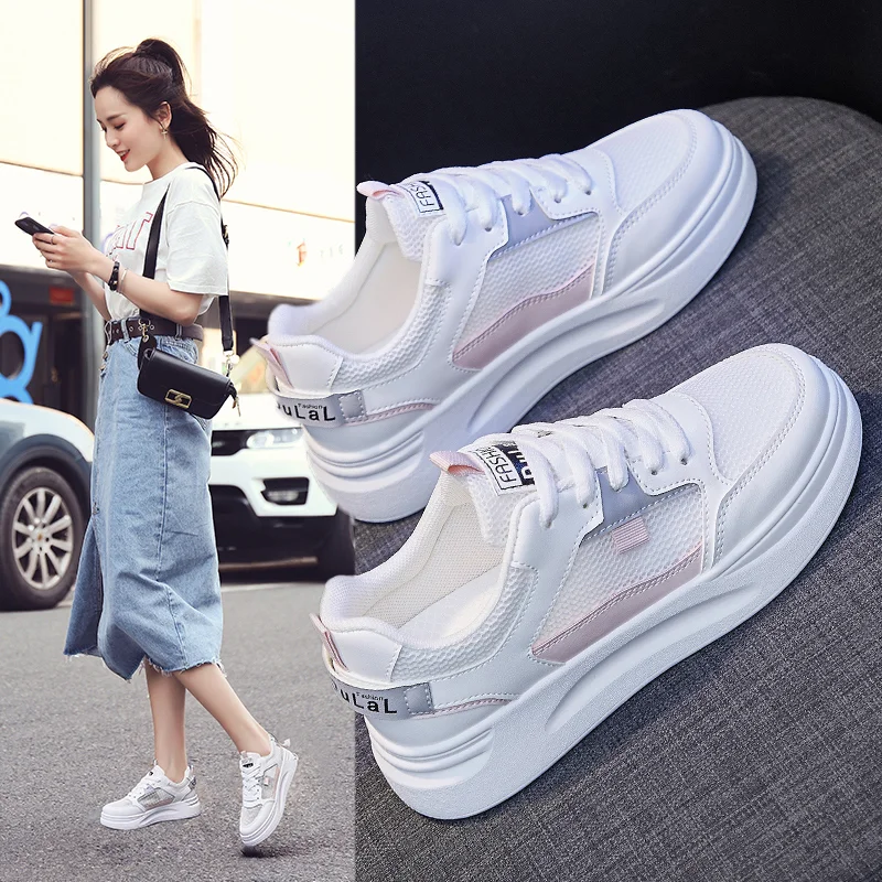 Shoes for Women Sneakers Mesh Breathable Casual Female Shoes Flat Light Lace-Up Summer Running Shoes Woman Vulcanize Shoe