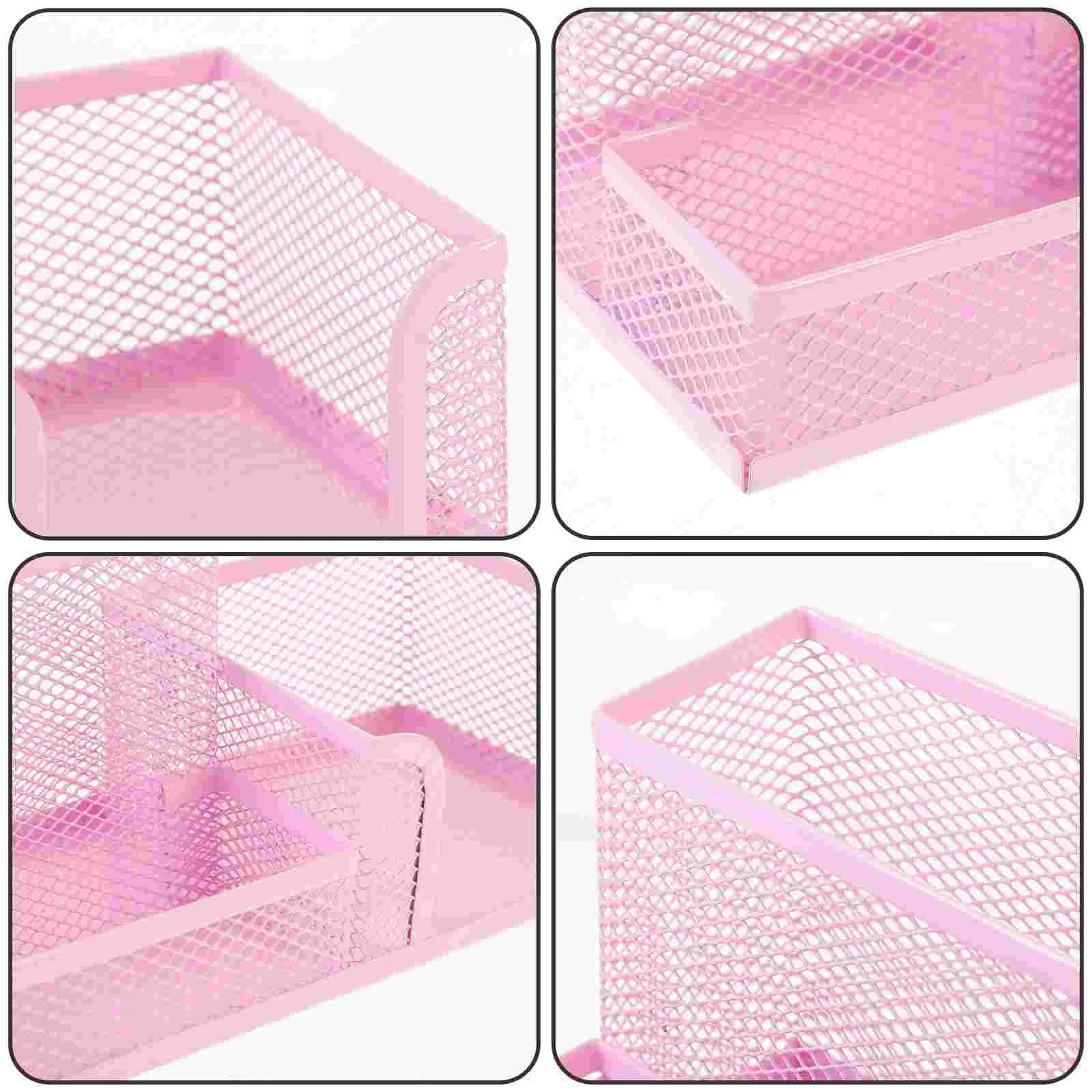 Imagem -06 - Mesh Mesa Organizador Bandeja Metal Pen Holder Canetas e Lápis Copos Pink Acessórios de Escritório