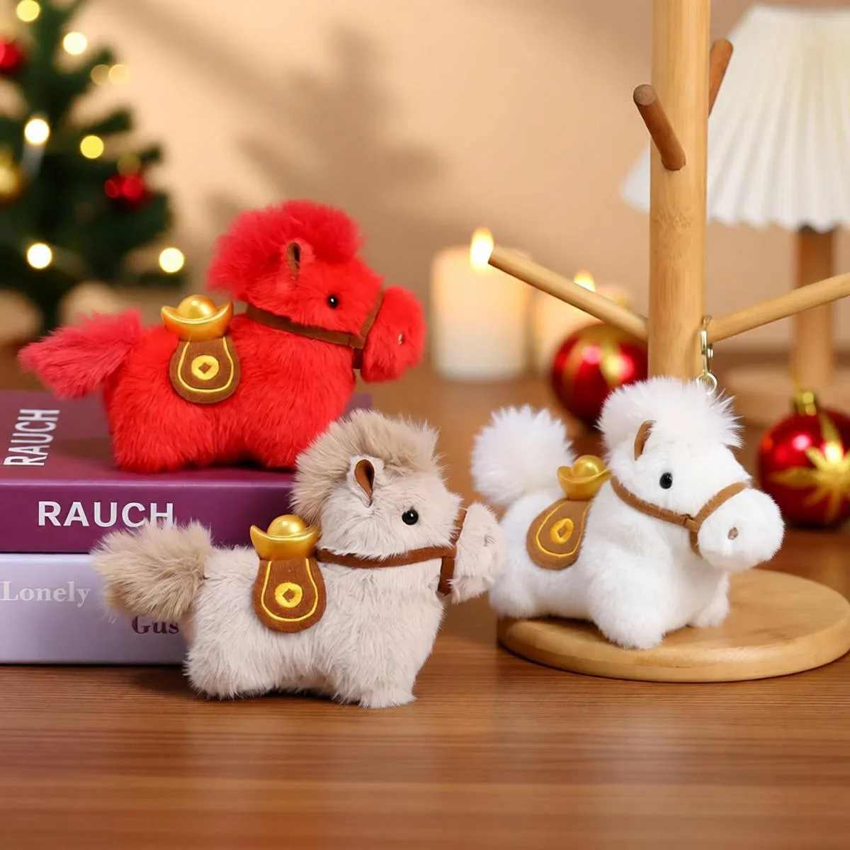 

Lucky Mascot for the Year of the Horse Plush Toy, Money Fur Horse Pendant & Good Luck Keychain, Festival Playmate Gift