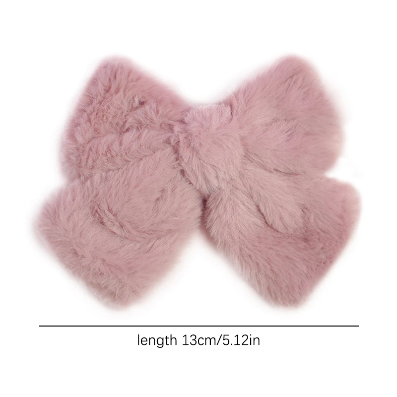 Autumn Winter Cute Plush Bowknot Hairpin Furry Bow Hair Clips Large Barrette For Women Girls Hair Accessories