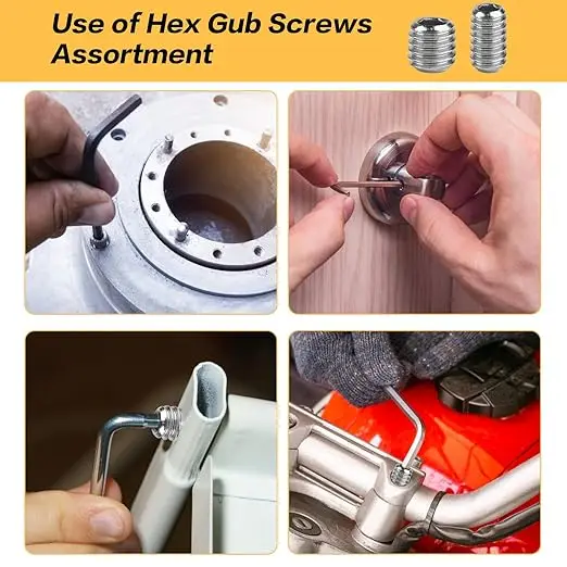 Picture 5: Allen Head Screws Hex Socket Head, Grub Screw Set 15 Sizes with Metric Stainless Steel Internal Hex Drive Cup for Door Handles