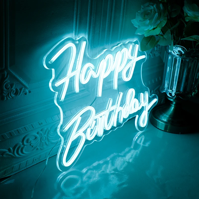 Happy Birthday Neon Sign 42x30cm Light Sign For Birthday Party Decoration Usb Powered for Baby Kids Gift Custom Led Light Sign