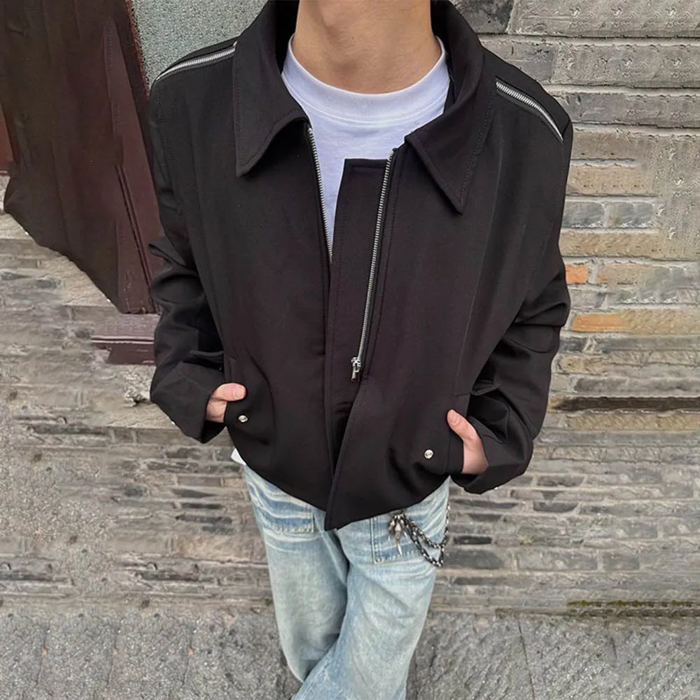 

Autumn New Men's Short Zipper Long-Sleeved Jacket American Retro Fashion Trend Loose Casual Breathable Niche Men's Tops 2025