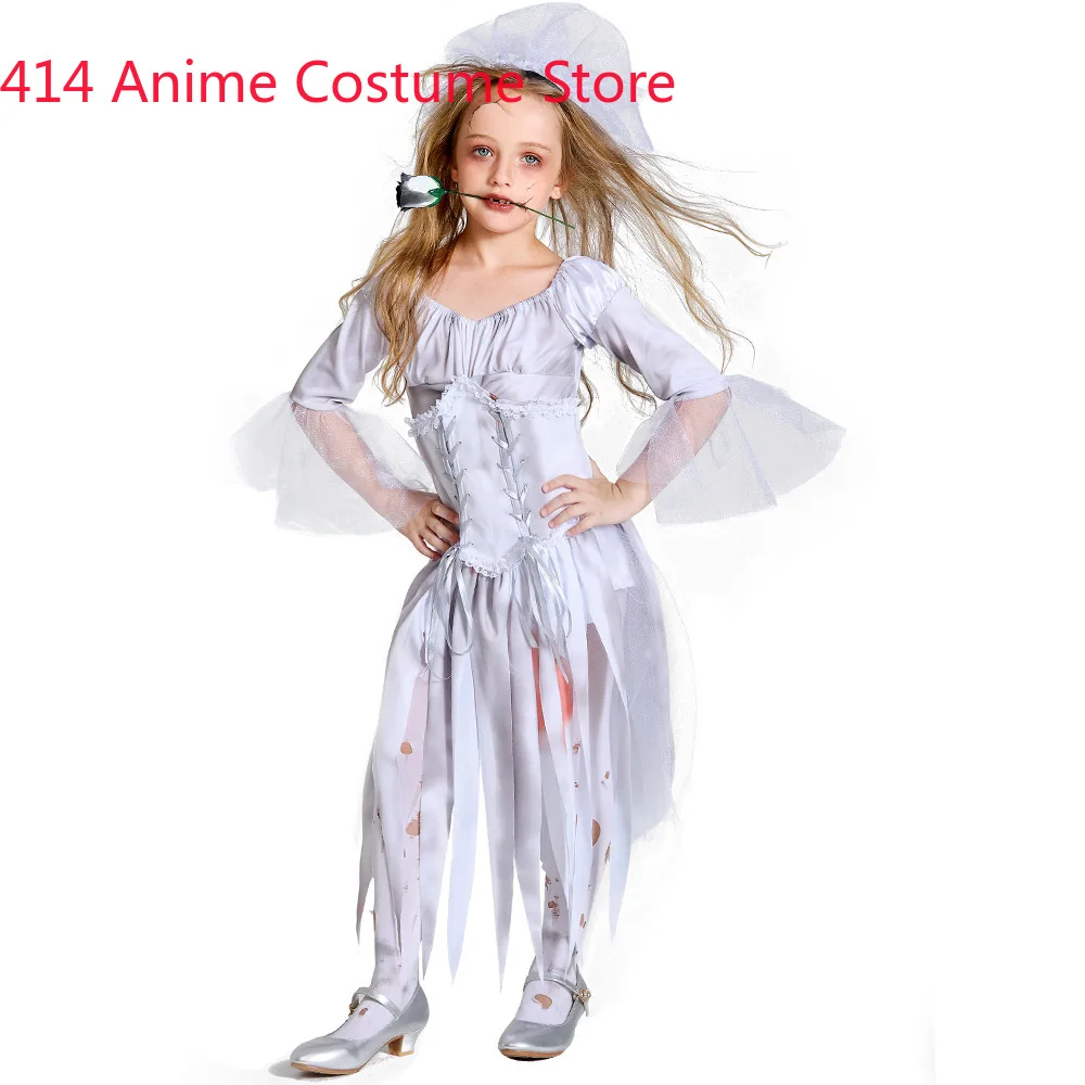 Horror Ghost Bride Cosplay Costume Adult Kids Vampire Sets Halloween Purim Carnival Masquerade Outfits