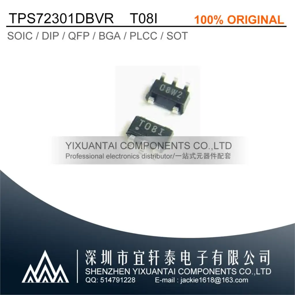 10pcs/Lot    TPS72301DBVR  TPS72301D  TPS72301  IC REG LIN NEG ADJ 200MA SOT23-5  Marking:T08I  New Original