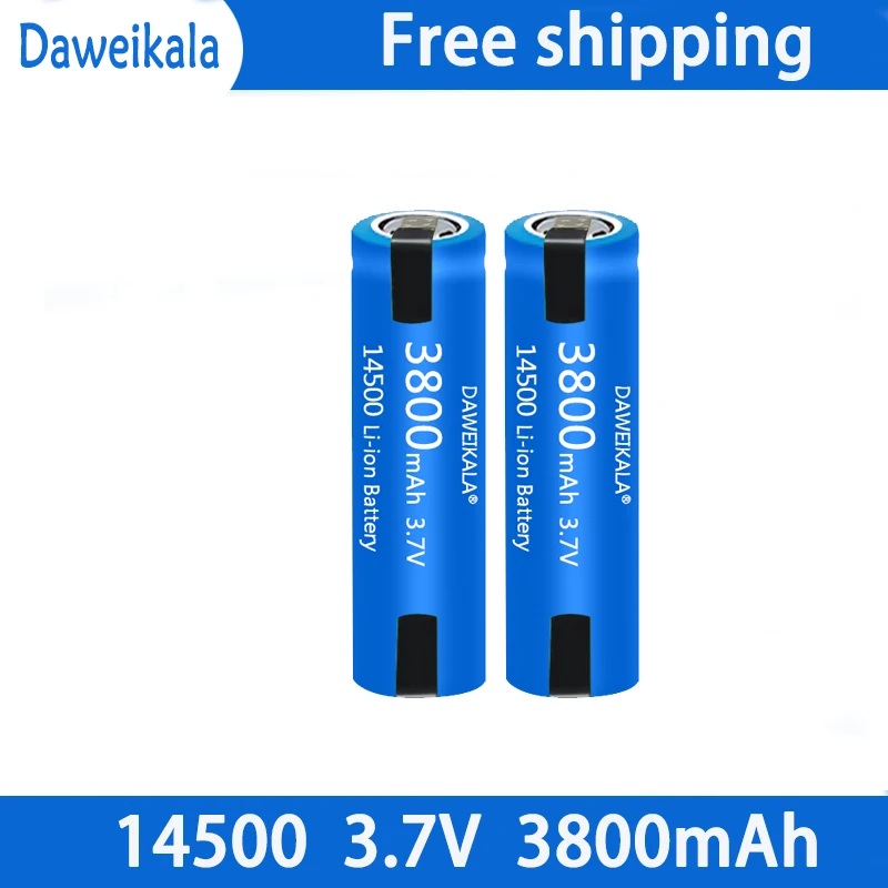 Bateria recarregável do íon do lítio com soldadura, bateria 14500, 3.7V, AA 3800mAh, para a escova de dentes elétrica, lâmina, barbeiro, novo