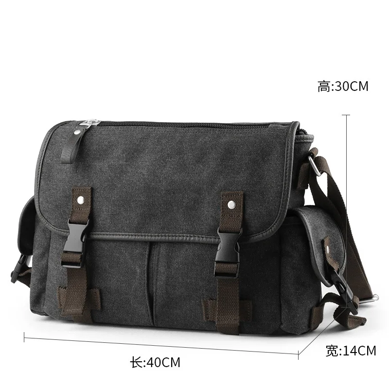 Vintage Casual Canvas One Shoulder Bag Postman Bag Fashion Student Bag Men\'s One Shoulder Crossbody Bag