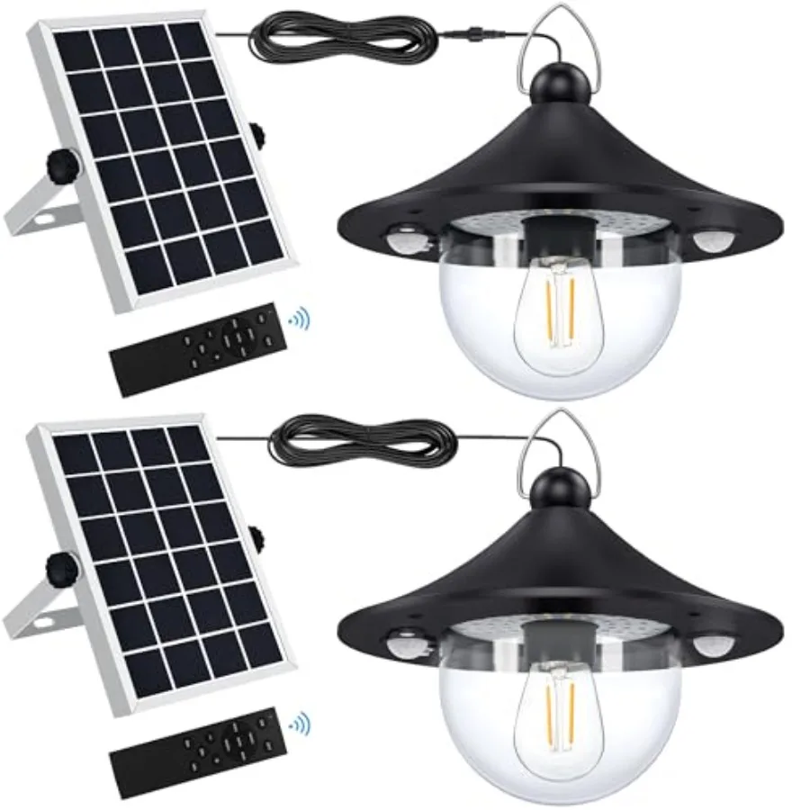

Solar shed light for indoor outdoor use, ABS plastic, black, waterproof with dual motion sensors and daytime operation, 2-pack