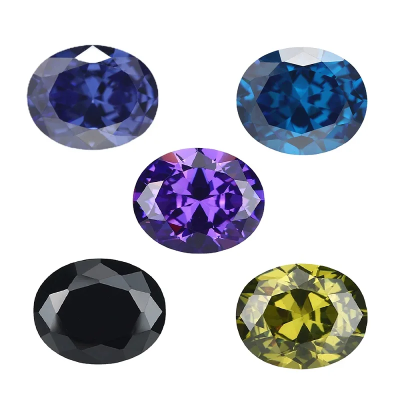 

Oval Cut Cubic Zirconia Stone Tanzanite Violet Deep SeaBlue Black OliveGreen Mix 5 Color 5A Loose CZ Synthetic Gems for Jewelry