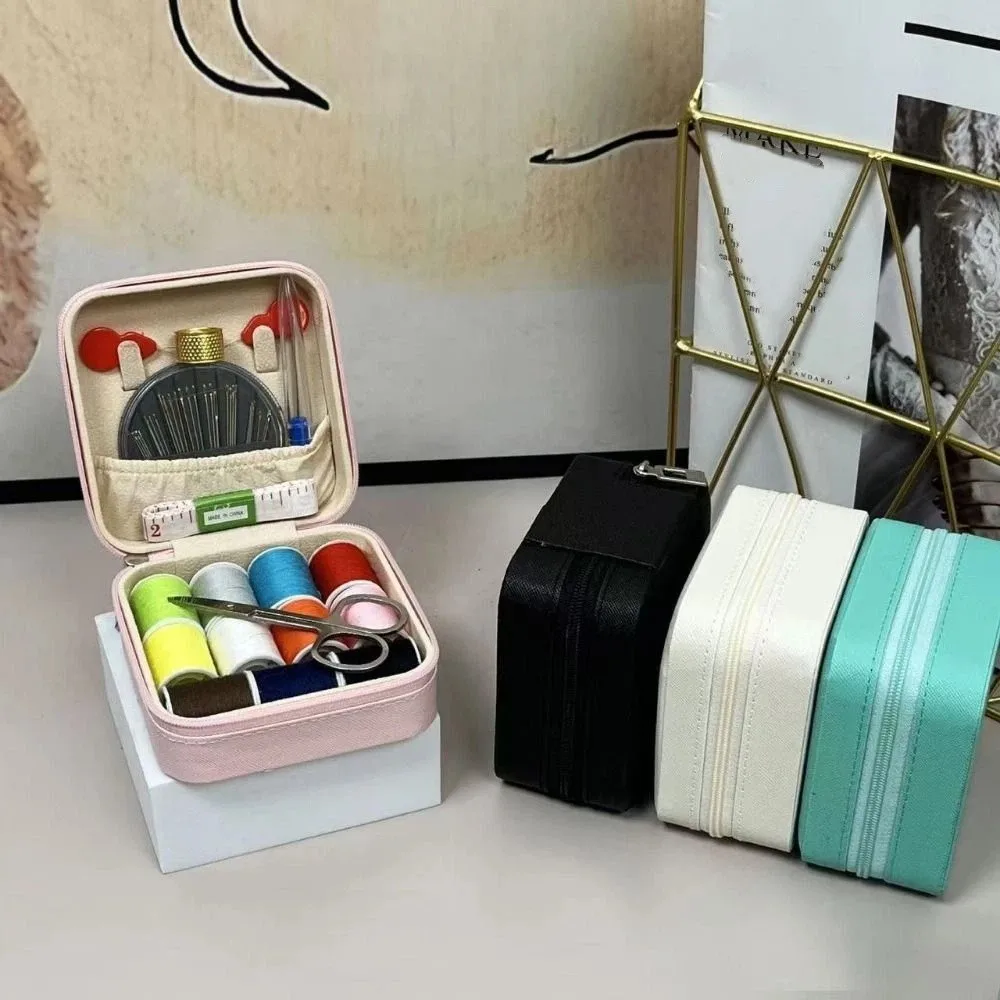Portable Sewing Storage Box Daily Sewing Square Hand Sewing Tool Kit Compact Heavy Duty Sewing Supplies Organizer Travel Sewing