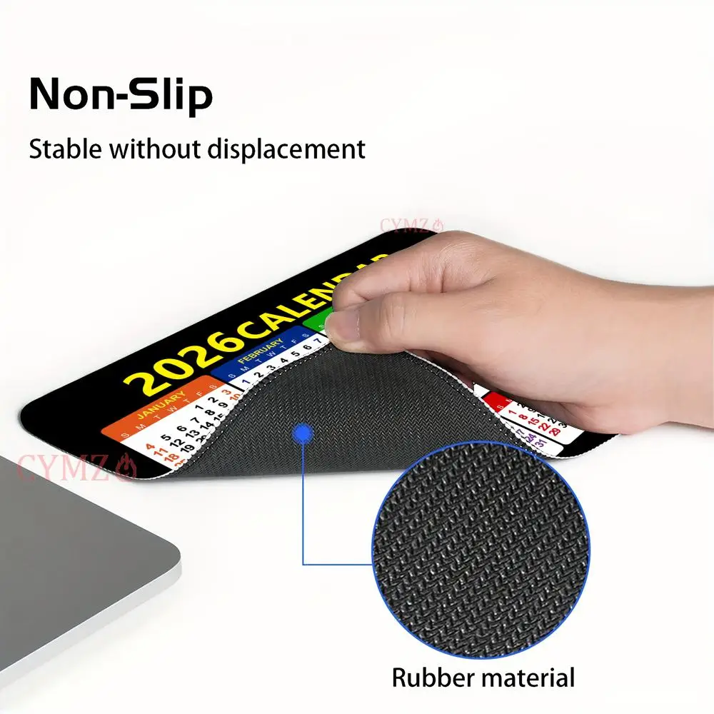 Креативный дизайн календаря 2026, маленький коврик для мыши, настольный коврик с прошитыми краями, нескользящие аксессуары для ПК, mauspad, muismat, офисный коврик для мыши