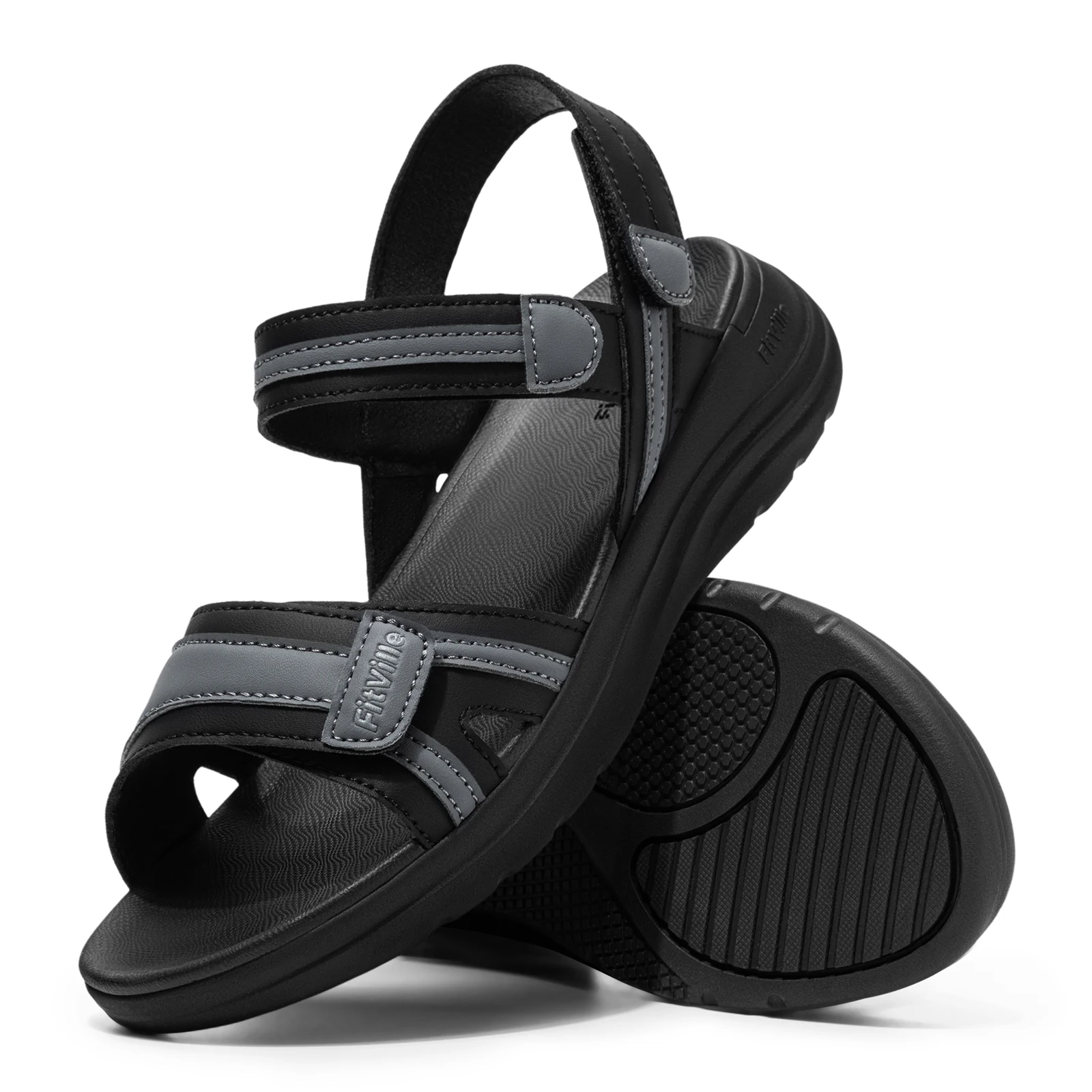 

FitVille Women'S Sandals Summer Beach Flats Adjustable Ankle Strap For Swollen And Flat Feet With Arch Support Open Toe Orthotic