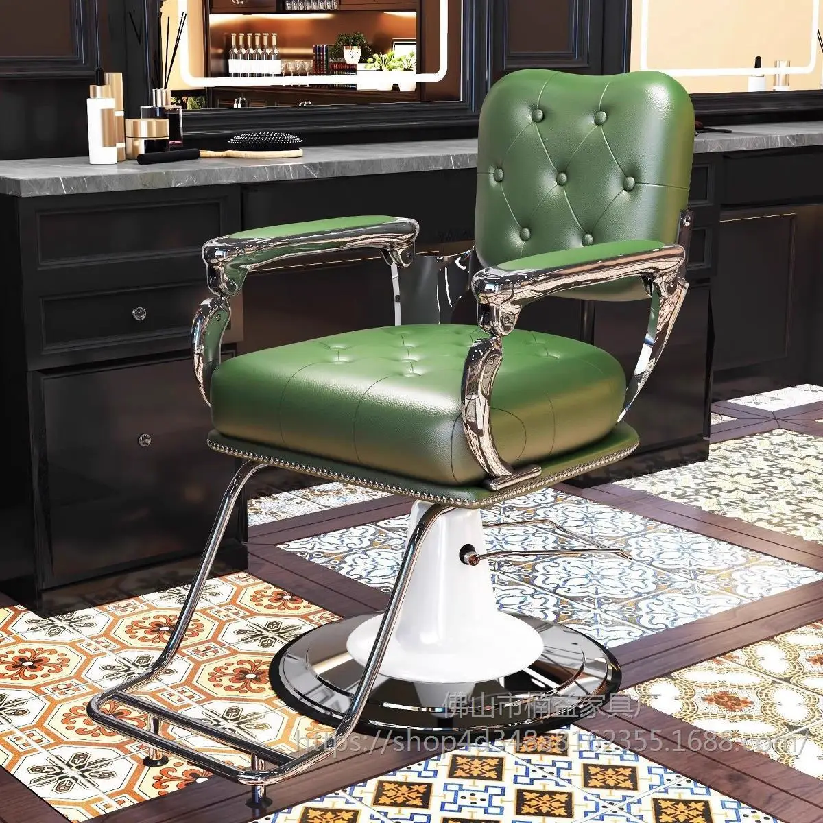 Yjq retro hair salon special high-end men's oil head shaving barber chair lifting rotating stool