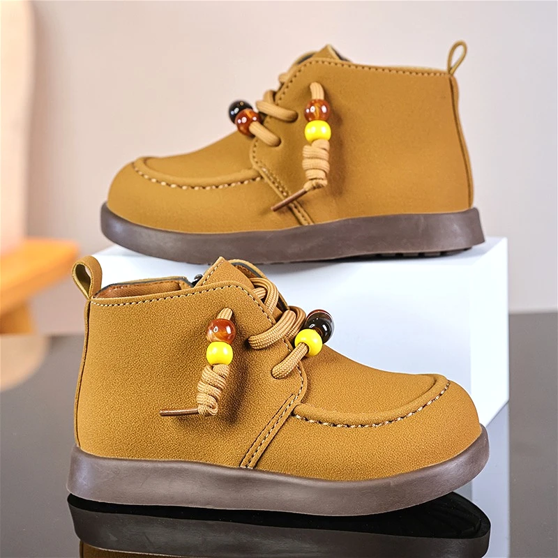 

Autumn Kids Casual Shoes Suede Fashion Outdoor Non-slip Soft Childrens Short Boots Retro British Style Boys Girls Ankle Boots