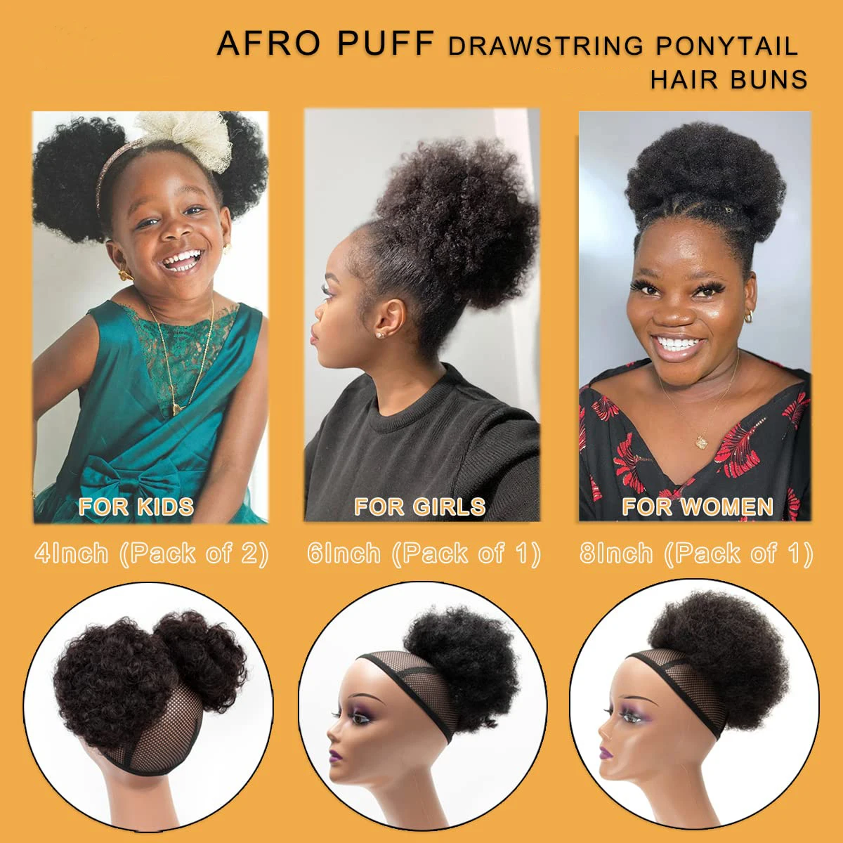 4-calowy syntetyczny Afro Puff kucyk ze sznurkiem dla dziewczynek dzieci kobiety małe koki z włosów perwersyjne kręcone włosy pączek Chignon