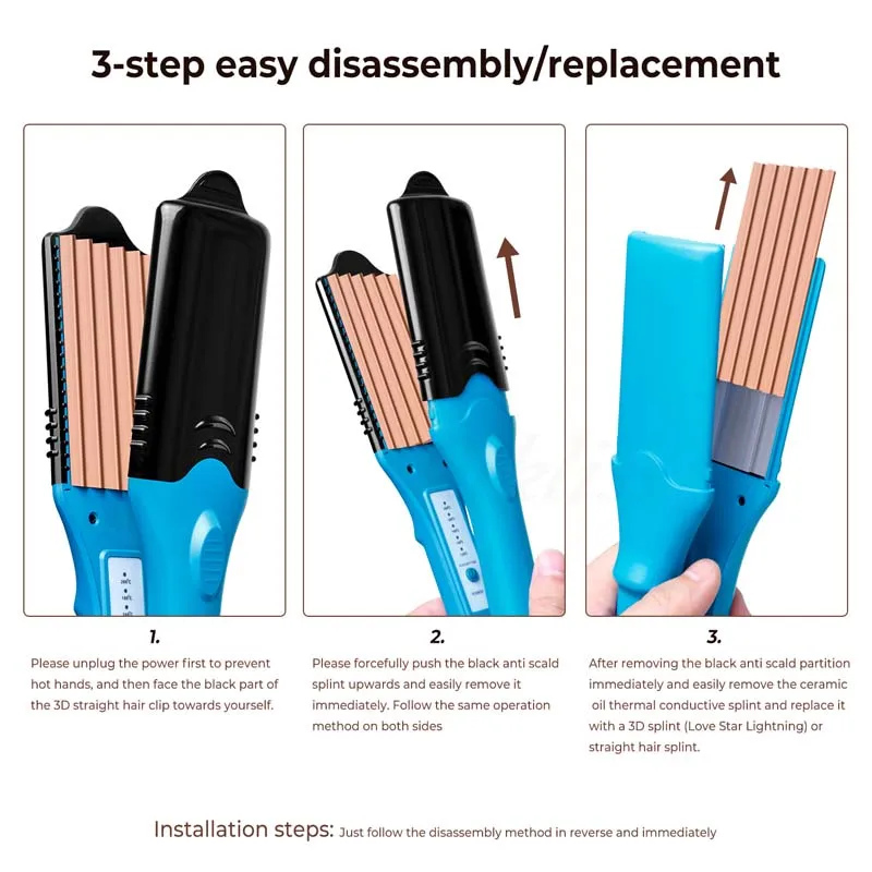 5 In 1 3D Heart Shape Hair Straightener Clip Fast Heating Electric Hair Styling Splint For Women Home Use