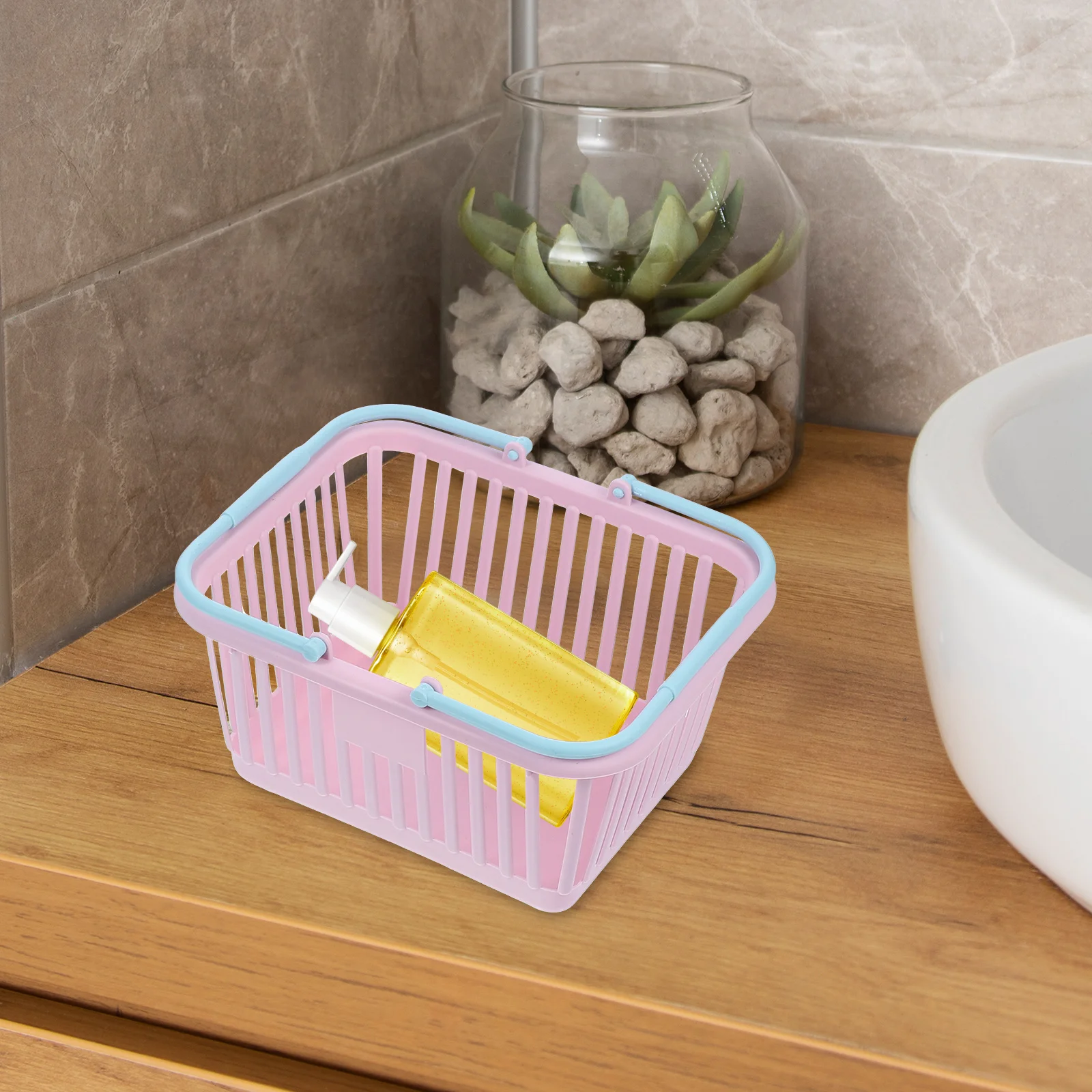 

3Pcs Shopping Basket Kids Mini Small Grocery Storage Container Plastic Sundries Holder for Home Bath Organization