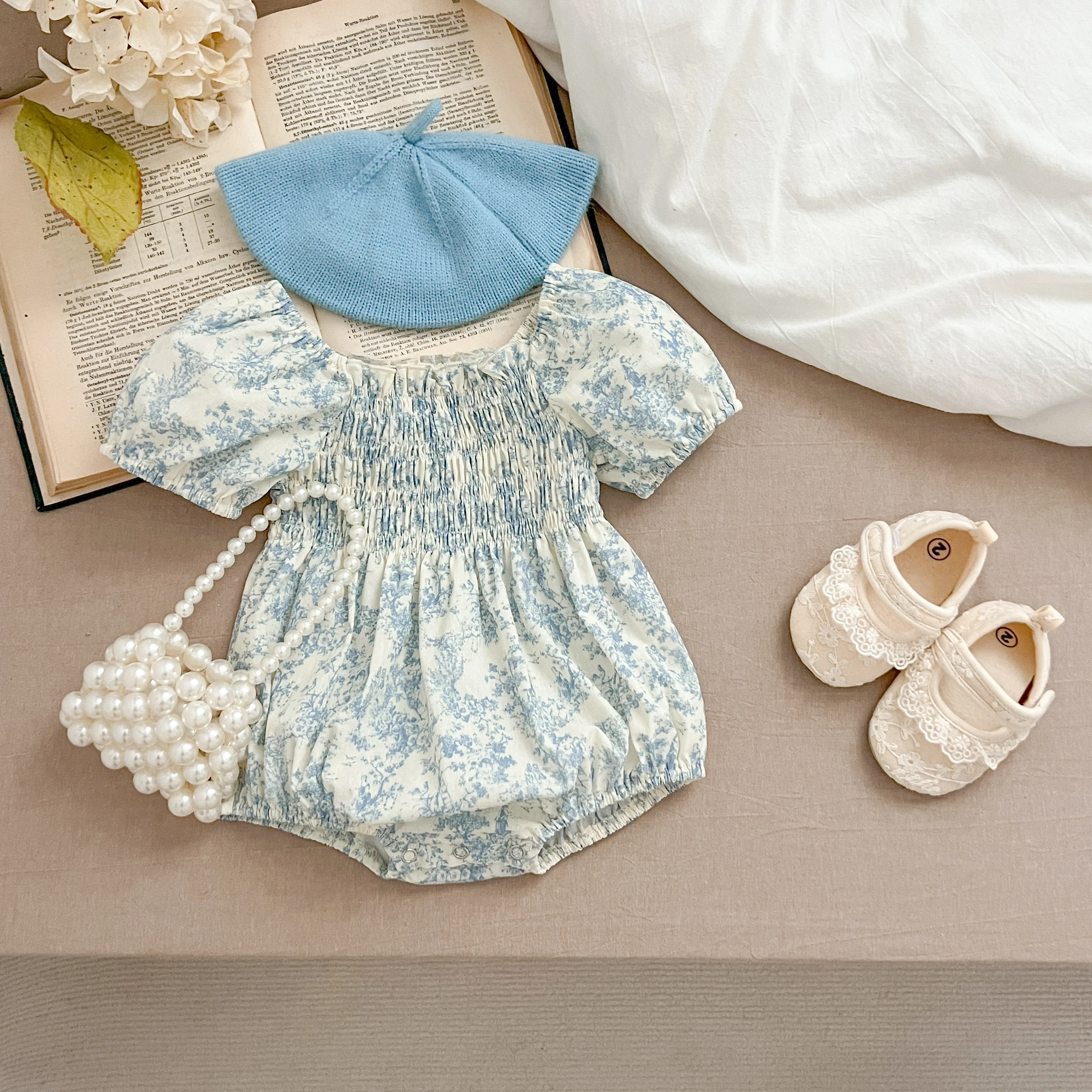Sommer Schwester Kleid Infant Neugeborenes Baby Mädchen Kleidung Schwester Weibliche Baby Kleine Gebrochene Blaue Blume Kurzarm Strampler Kleidung ﻿ – Detail 26