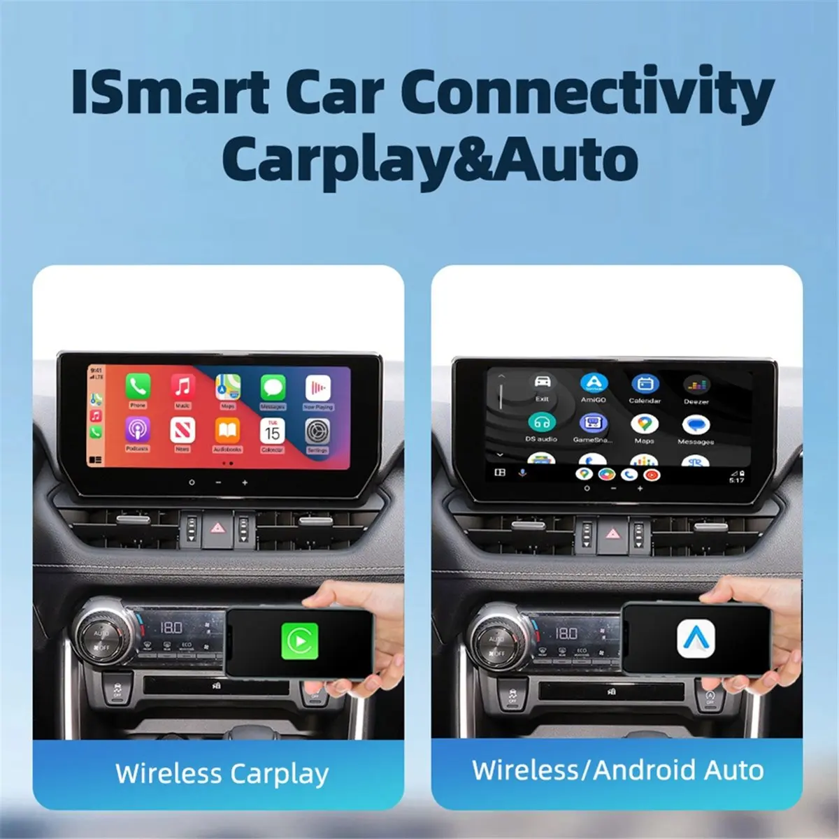 A48U Auto Direct Plug-in Wired to Wireless Carplay Android Auto Box Car Two-in-One MINI Carplay Box Plug and Play