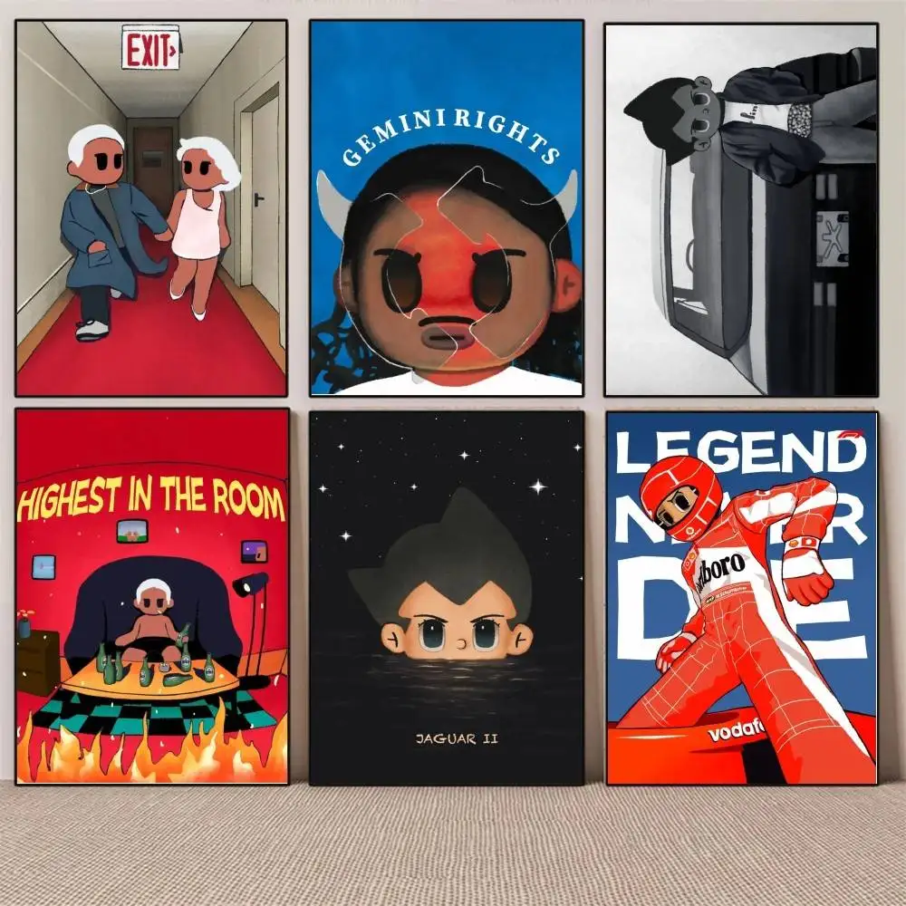 1PC Music Album Trend Art Illustration poster Self-adhesive Art Waterproof Paper Sticker Coffee House Bar Room Wall Decor