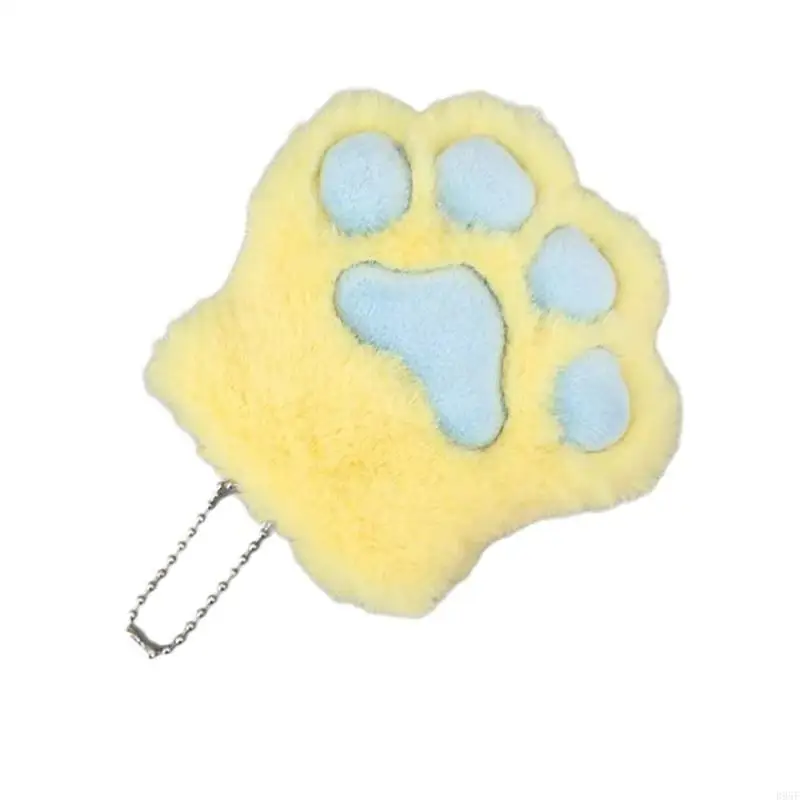 

B95F Cats Paw Keychain Plush Cats Paw Rings Keychain Car Handbag Keyring Backpack Charm Bag Pendant Daughter Wife
