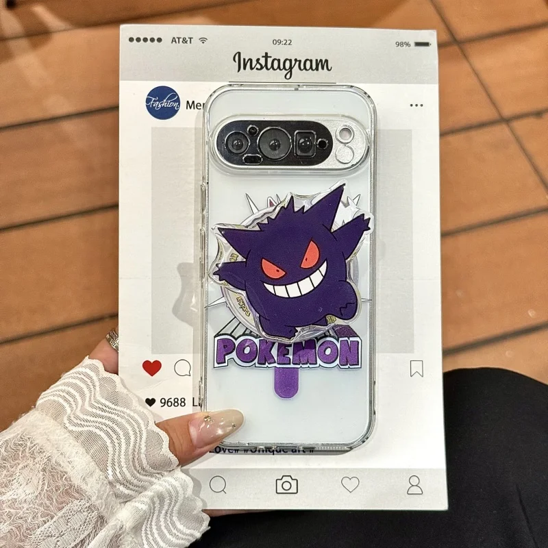 

Cute elf P-Pokemon gengar ghost Cartoon Magsafe Wireless Charge Case for Google Pixel 9 10 pro XL 10Pro 9ProXL Magnetic Stand