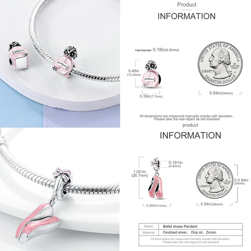 925 Sterling Silber Rosa Charm-Perlen Parfüm Katze Kaffeetasse High Heel Spielcontroller Cupcake DIY Armband Geschenk für Frauen – Detail 2
