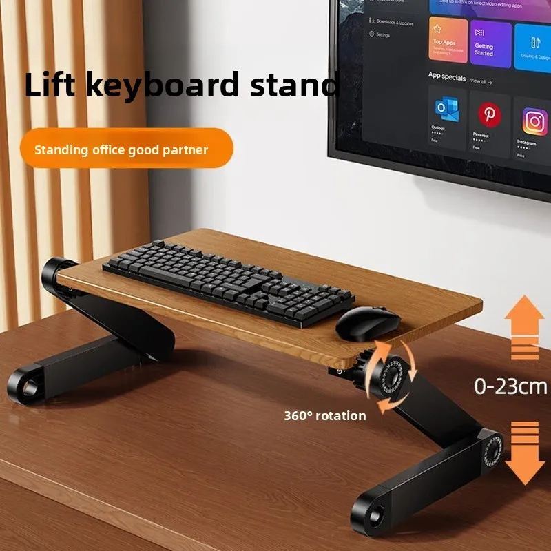 Adjustable Keyboard Stand with Mouse Tray, Height & Tilt Adjustable Desktop Riser for PC Monitor, Sturdy Ergonomic Office Home