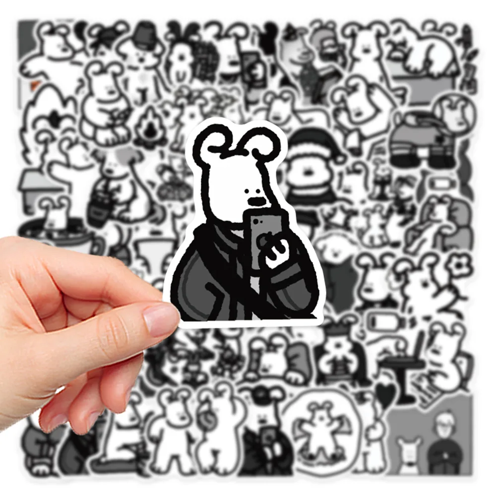 62Pcs Black And White Stick Figure Style Dog Stickers Graffiti Funny Kids DIY Decals Gift Toy for Wall Notebook Phone Bike