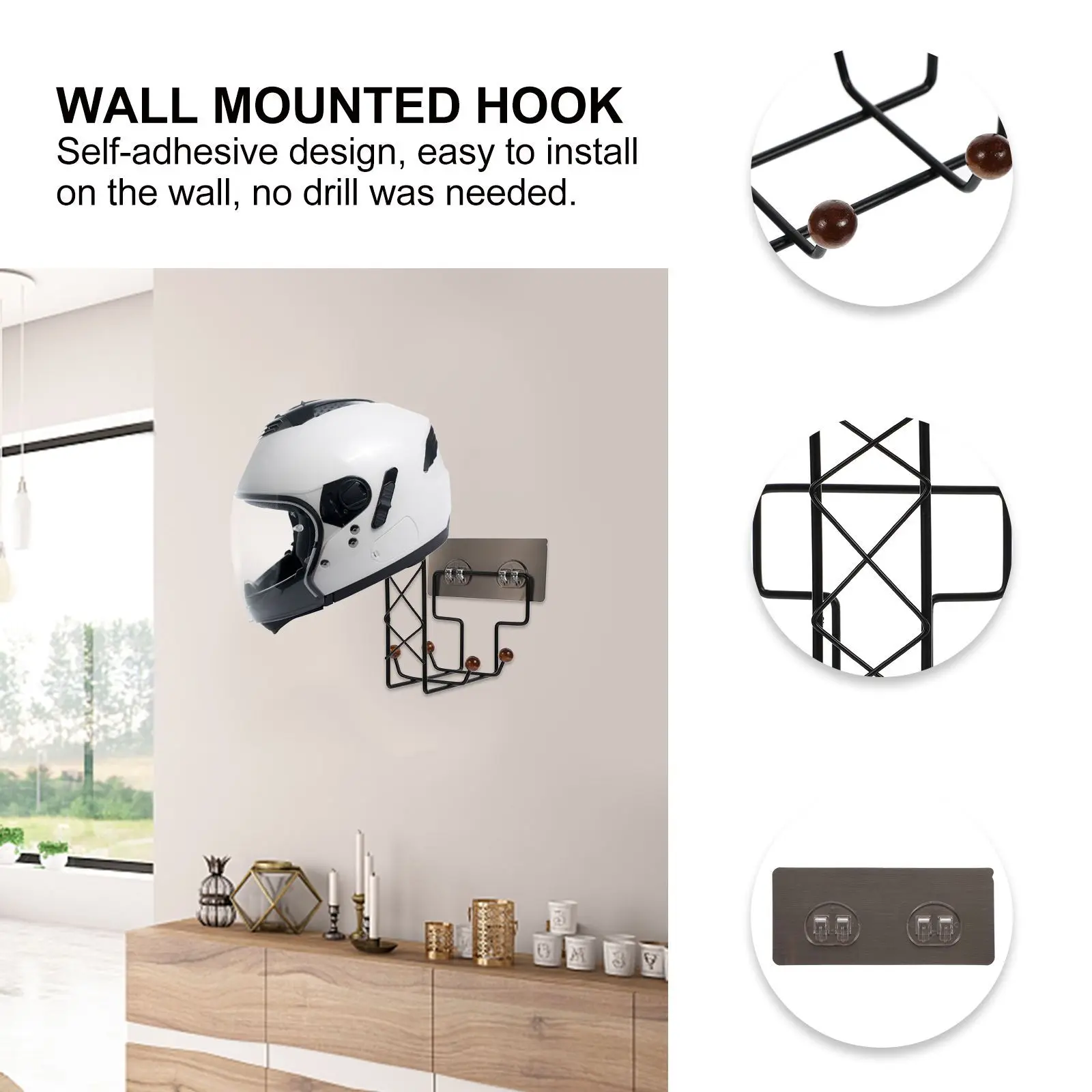

1Pcs Holder Multi-Functional Wall Mounted Punch-Free Storage Hanging Rack Space-Saving Motorcycle Display