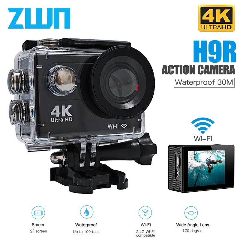 Action Camera Ultra HD 1080P 4K/30fps WiFi 2.0-inch 170D 30M Underwater Waterproof Video Recording Sport Camera And Accessories